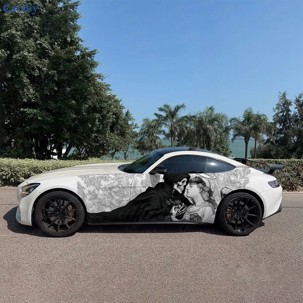 

2 шт. наклеек на боковые части автомобиля «Смерть и ангел». | Самоклеящиеся водонепроницаемые и устойчивые к царапинам наклейки из ПВХ, модные декоративные стикеры