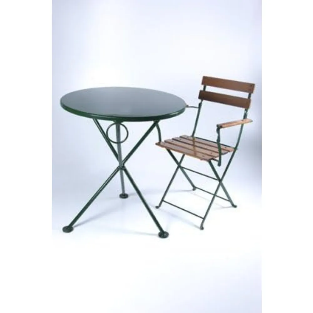 Mesa bistrô dobrável de 3 pernas French Café Bistro, moldura preta jato, tampo redondo de metal de 28" x 29" de altura