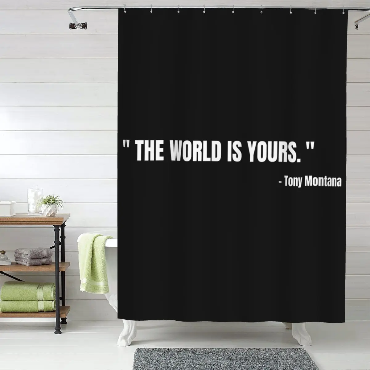 

Занавеска для душа с изображением Тони Монтаны из фильма «Белая рубашка» (Scarface), водонепроницаемая, из полиэстера, с крючками