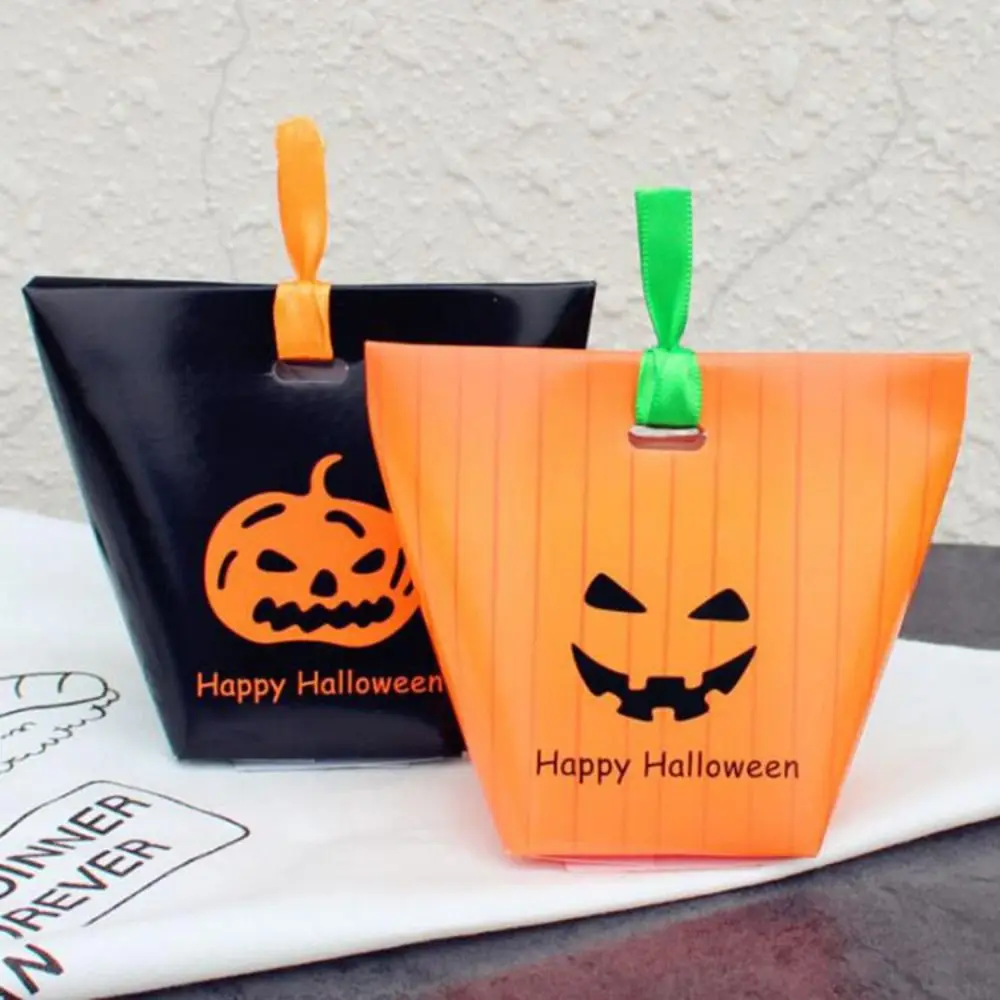 10 Pcs Cardboard Halloween Candy Box Easy To Assemble Ribbons Portable Packaging Bag Durable Widely use