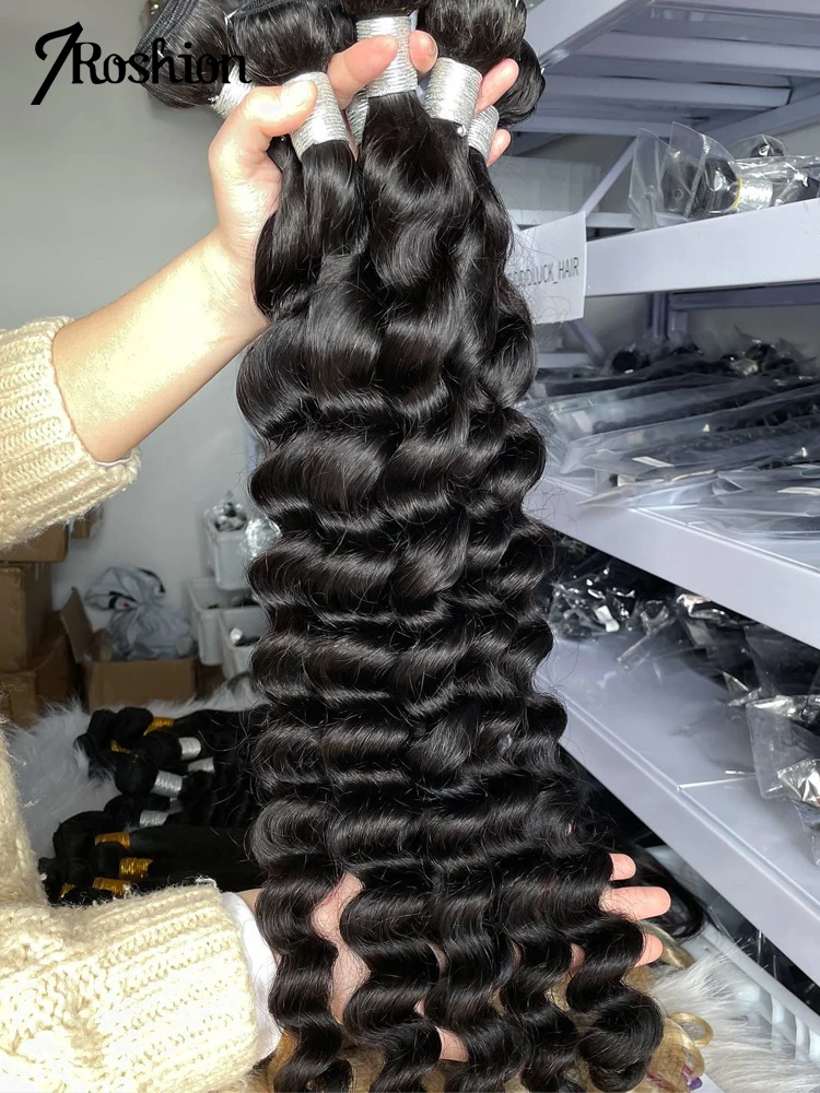 Loose Wave Weave Bundles 30 32 Inch Human Hair Bundles Curly Wave Human Hair Raw Hair Extensions Double Weft Bulk Braiding Hair