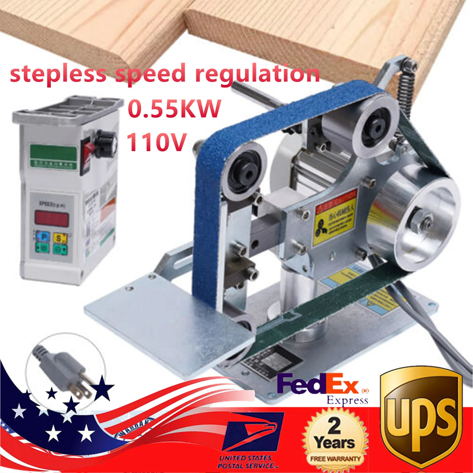 

550W 110V 1x30" Vertical/Horizontal Polishing Grinder With Motor, DC Brushless Stepless Speed Regulation Sander Polisher