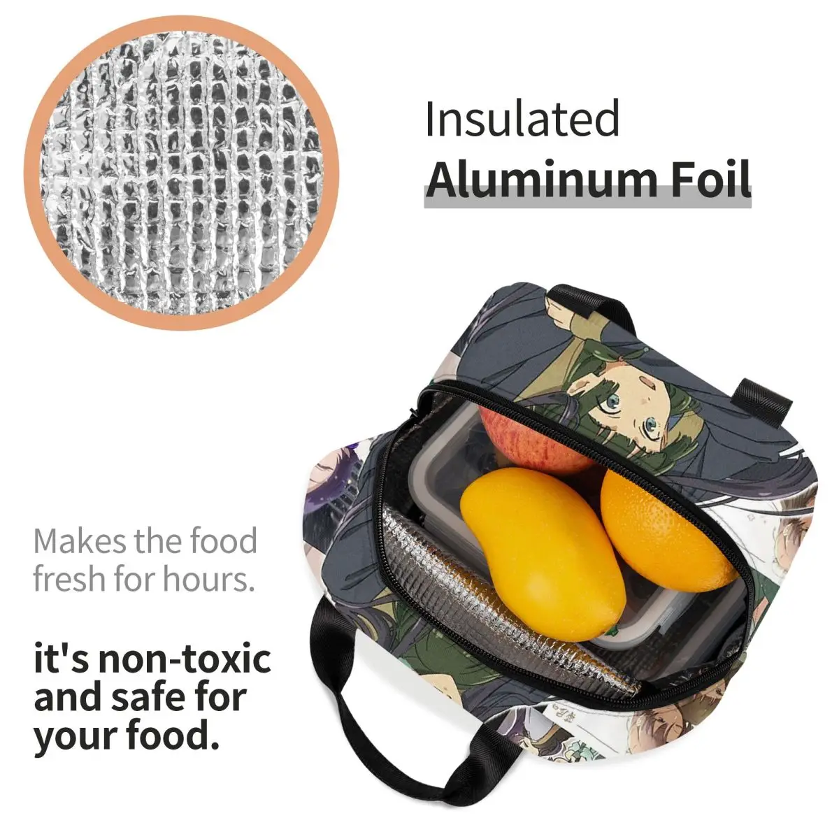 يوميات الصيدلية Maomao معزول حقيبة الغداء للأطفال مدرسة برودة صندوق طعام حراري حمل صناديق الغداء المحمولة الحاويات