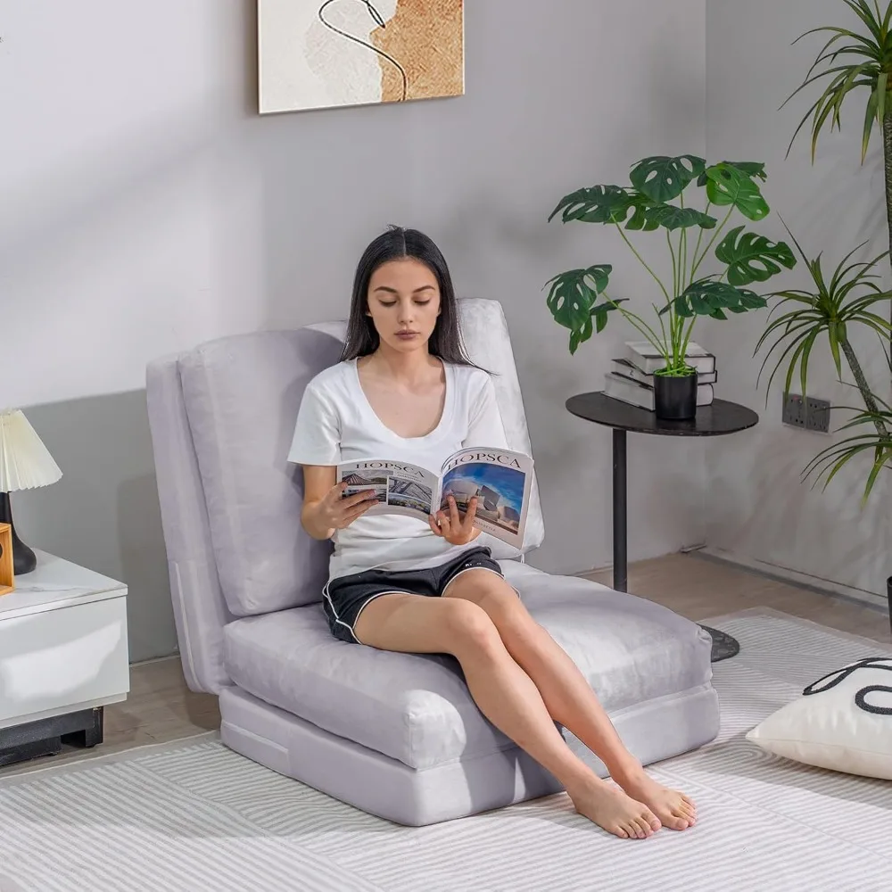 كراسي بين باج للبالغين، سرير أريكة قابل للطي، سرير أريكة أرضية، مرتبة أرضية قابلة للطي مع غطاء من الفرو الصناعي الناعم قابل للغسل، #1