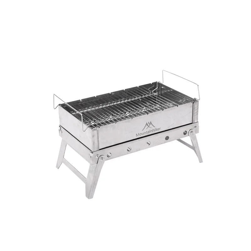 Outdoor Folding Grill Mountainhiker Stainless Steel Fire BBQ Charcoal Grill Portable Folding High Low Adjustable Stove With Bag