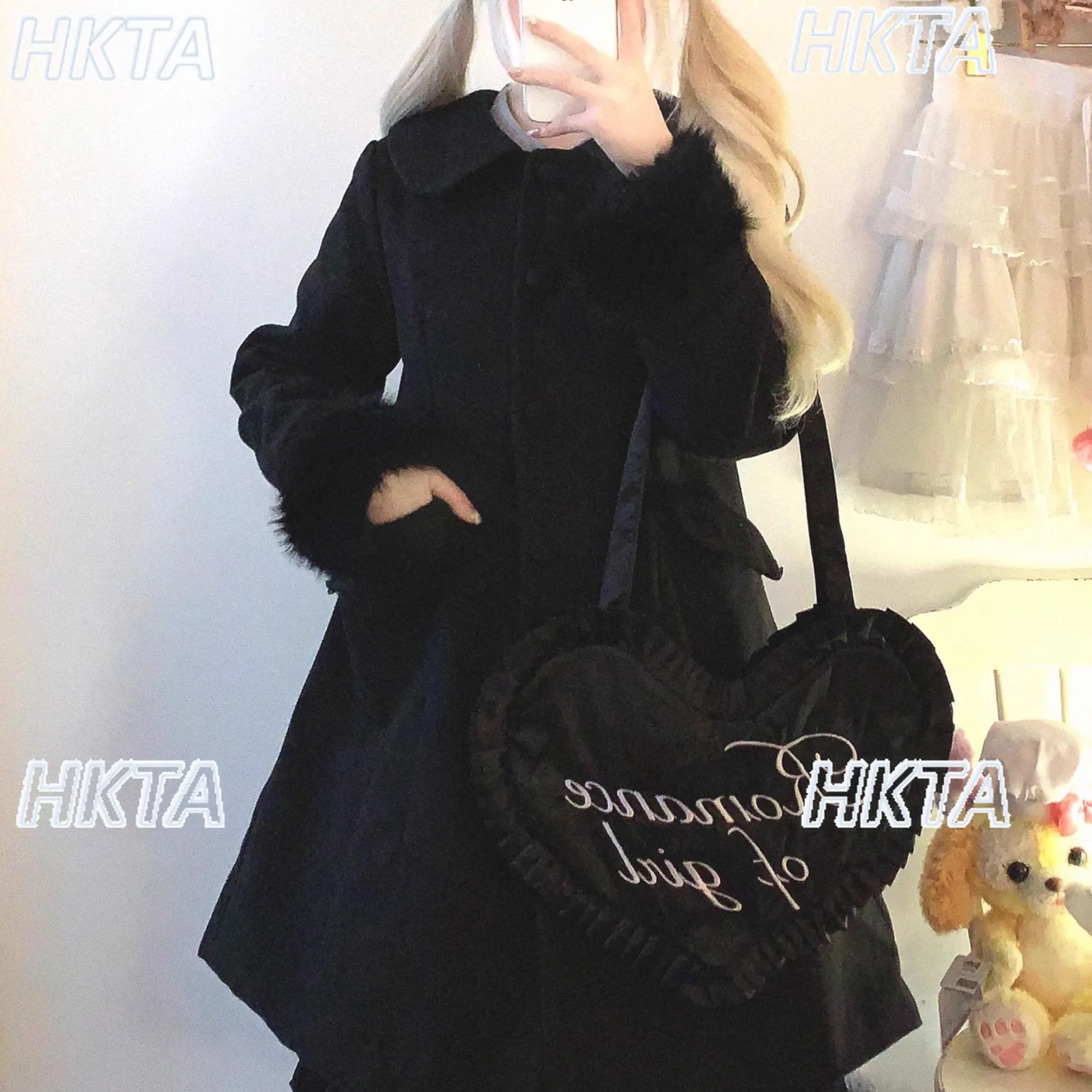 

2025 New Vintage Winter Warm Elegant Lapel Waist Cape Woolec Coat Jacket Girls Sweet Commuter Temperament Black Long Coats Women
