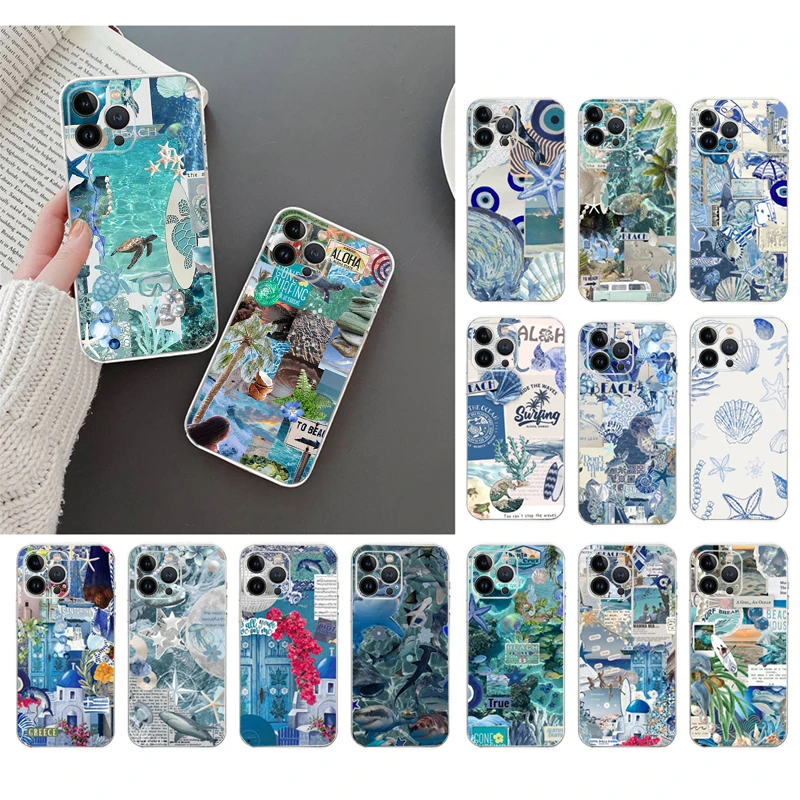 Niebieskie Morze Ocean Letnie Estetyczne Etui Na Telefon Do iPhone 16 15 14 Pro Max 16 15 14 13 12 Pro 15 Plus iphone 11