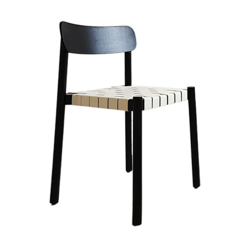 

Household dining room, solid wood saddle leather woven dining chair
