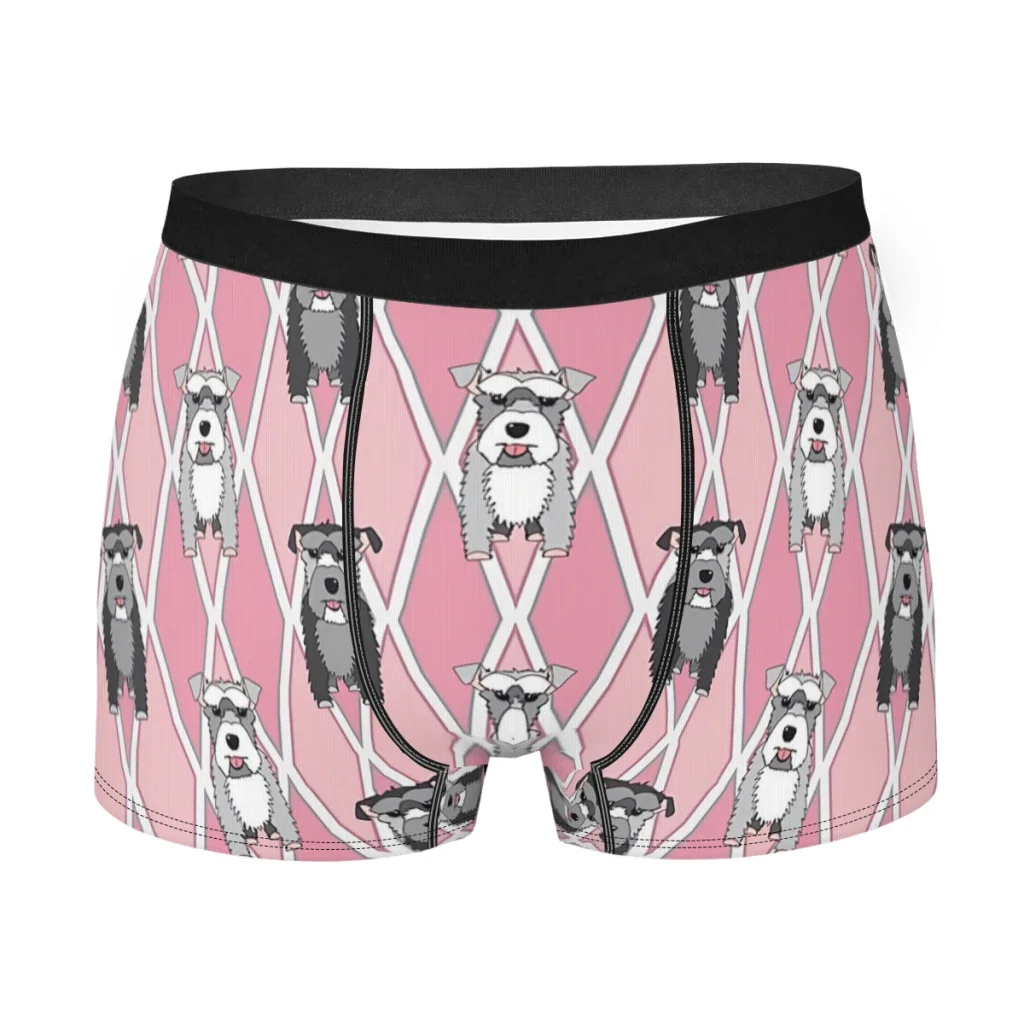 Schnauzer Dogs Pink Dogs Design Underpants Homme Panties Male Underwear Comfortable Shorts Boxer Briefs