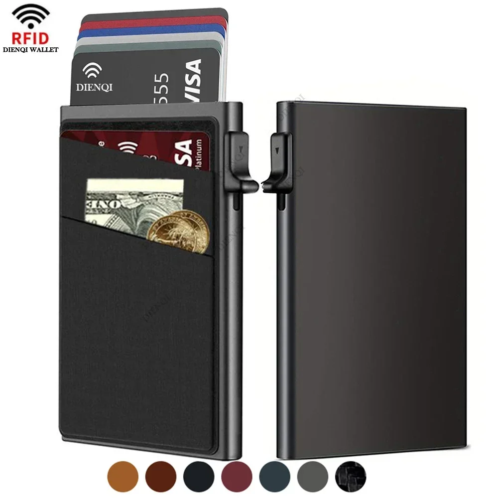 RFID Business Credit Card Holder Men Wallets Slim Thin Metal Cardholder Case Anti Theft Bank Visit Card Storage Bag Porte-cartes