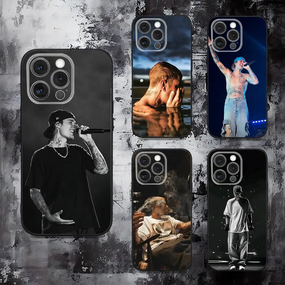 

J-Justin B-Bieber American Phone Case For iPhone 16,15,14,13,12,11,Pro,Max,Plus,X,XS,SE,E,Mini,Soft Silicone Black Case