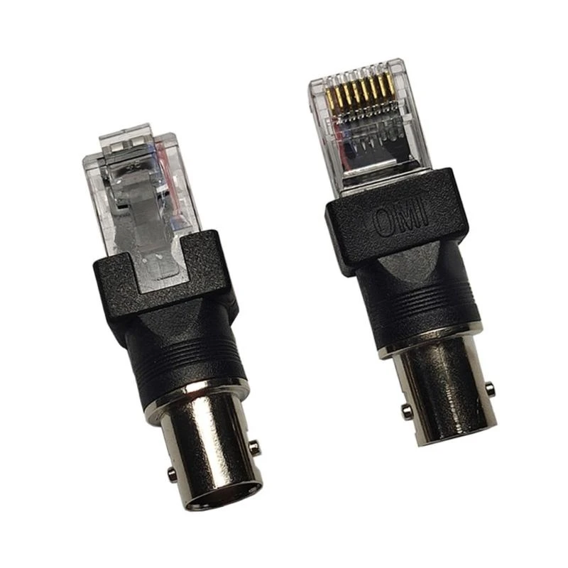 Adaptador convertidores BNC RJ45 macho Acoplador barriles coaxiales BNC RJ45 para transmisión y prueba señal