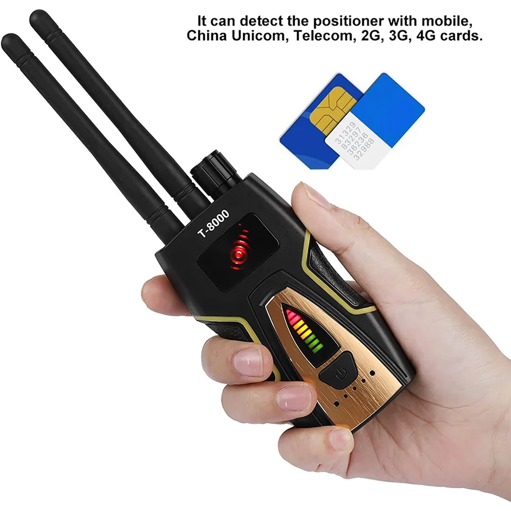 T-8000 Anti Candid Camera Detector Dual Antenna RF Signal Detect GSM Audio Finder Mini GPS Tracker Scan Detector Anti-spy Bug