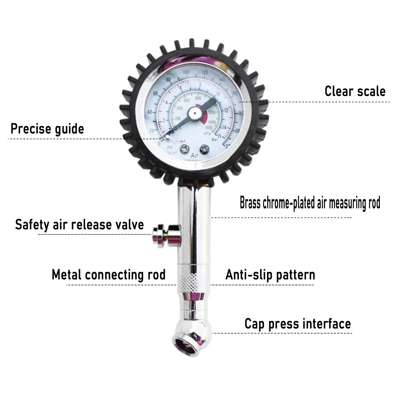 Car & Truck Tire Pressure Gauge with Deflation Valve, High-Precision Air Pressure Monitor for Vehicles, Motorcycles, Bikes