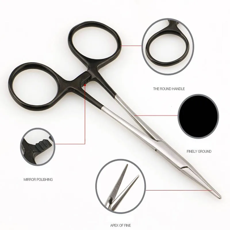 Black Handle Stainless Steel Hemostats 12.5cm Straight Elbow Fine Surgical Instrument for Hospital
