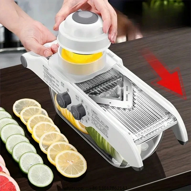

Ломтерезка для лимона, регулируемая машина для нарезки овощей и еды, Julienned с корзиной, многофункциональная ручная машина для нарезки картофеля и фруктов