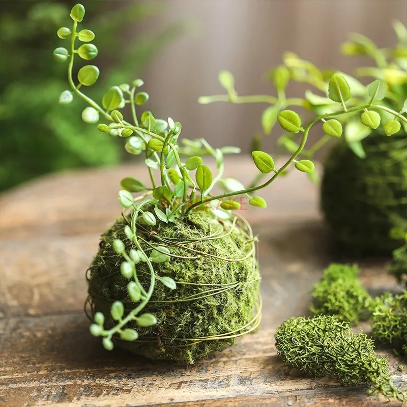 1PCS Fern leaf small grass ball simulation moss landscape decoration ornament simulation green plant decoration ornament