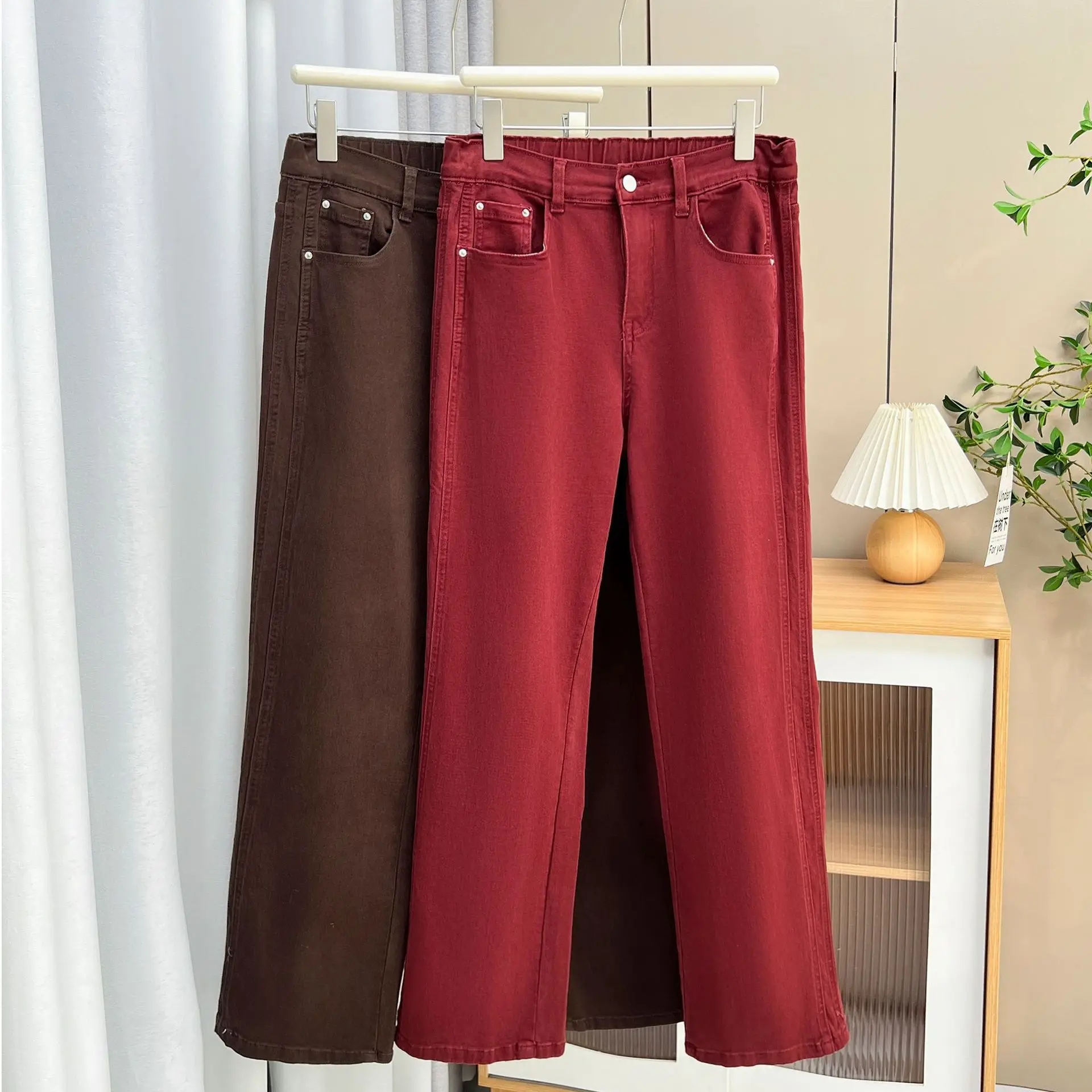 Size XL XXL Women Cigarette Pants Autumn/Winter New Loose High Waist Stretched Straight Leg Casual Long Trousers 8921