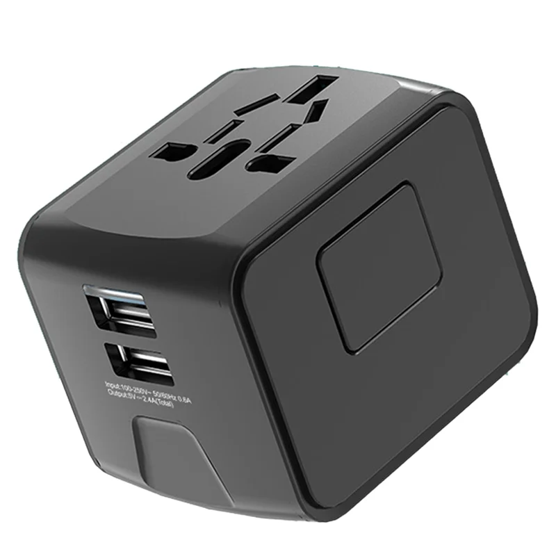 EDT-Universal الكل في واحد شاحن الهاتف محول قابس طاقة السفر مع منافذ شحن USB مزدوجة للولايات المتحدة الأمريكية والاتحاد الأوروبي والمملكة المتحدة والاتحاد الأفريقي