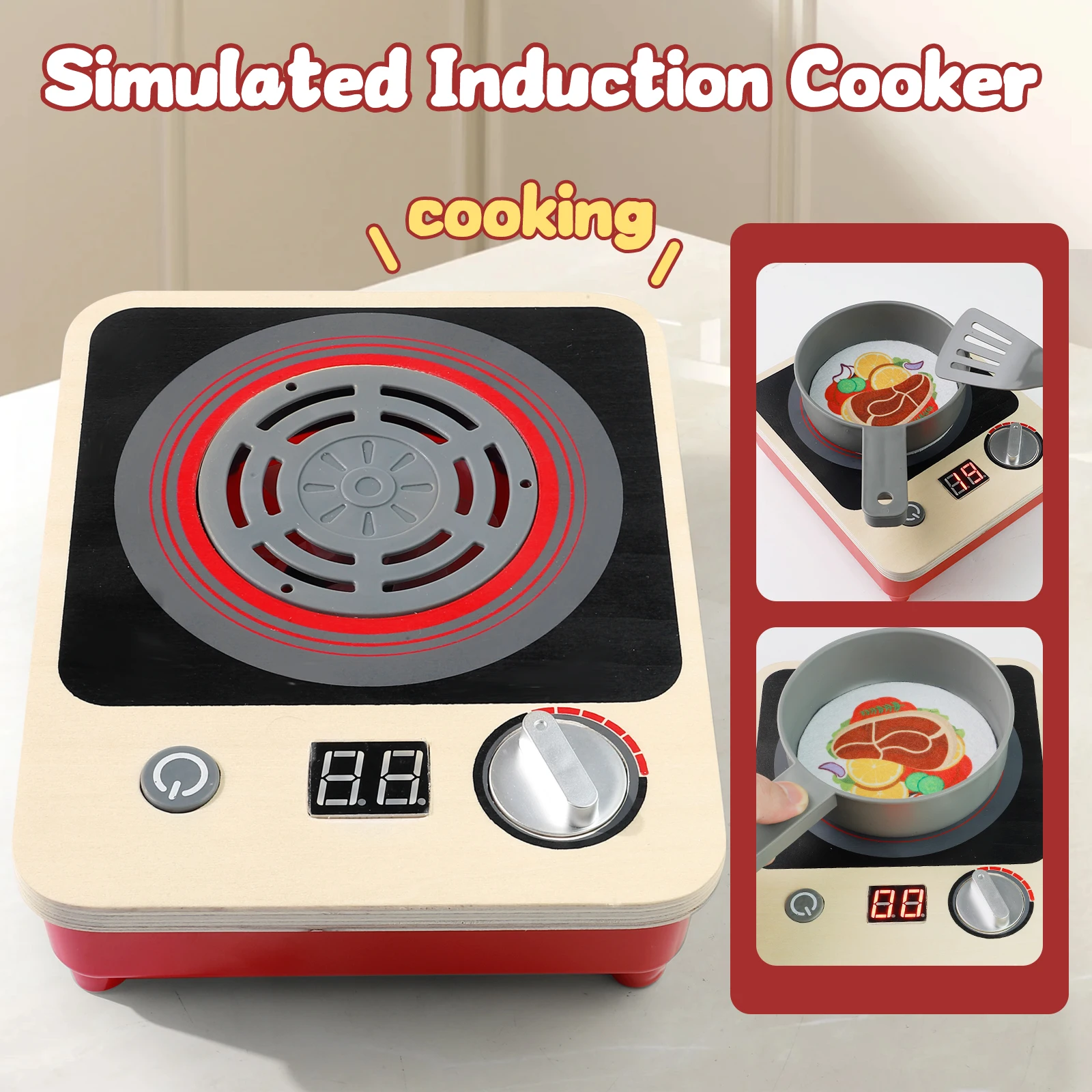 Fornello giocattolo per giochi di ruolo da cucina con luci Natale Halloween Ringraziamento Regalo di Pasqua Simulazione fornello a induzione