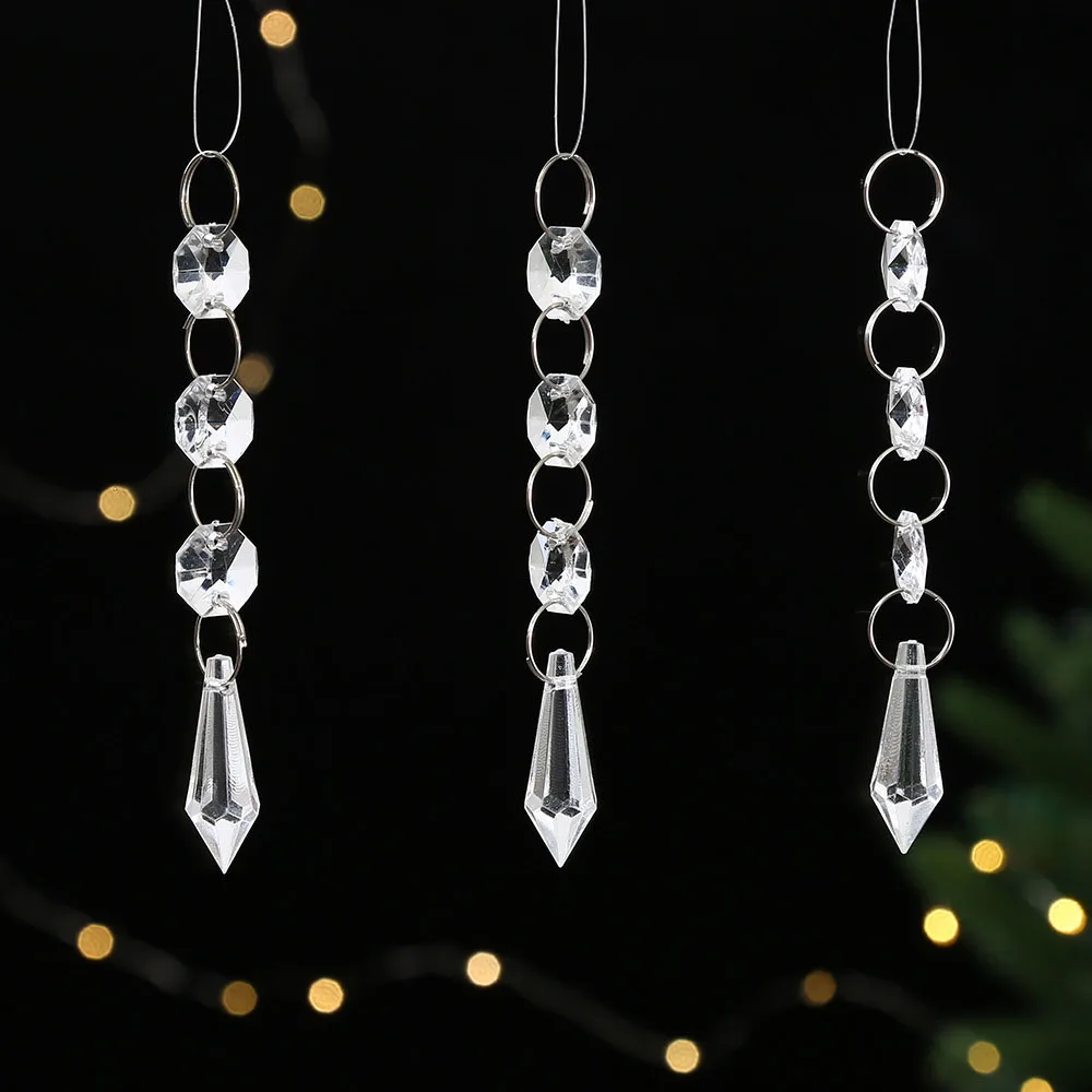 Camal 10pcs Garland Clear Acrylic Crystal Beads Pendants Chandelier Hanging Curtain Ornaments Chain for Home Wedding Party Decor