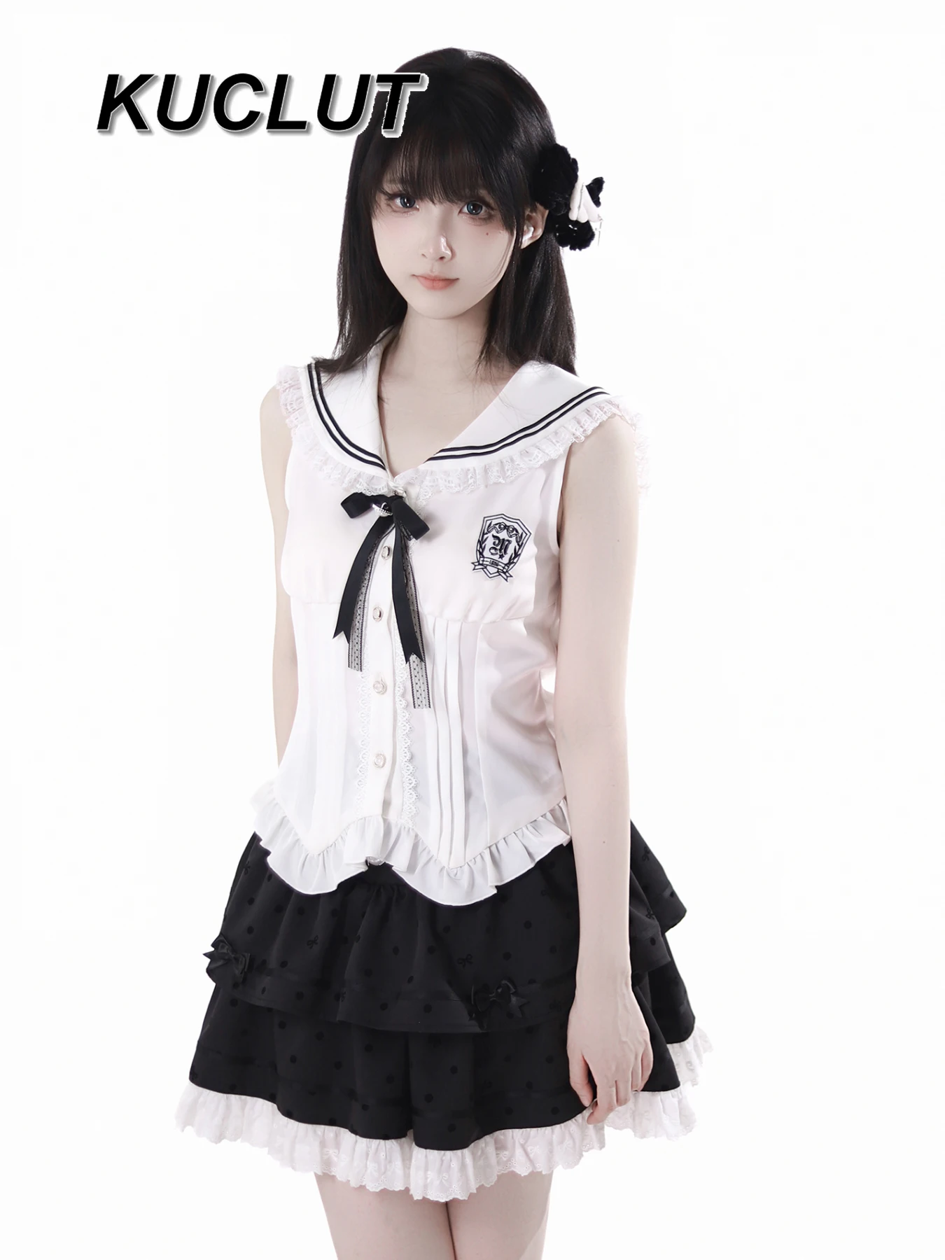 여성용 스윗하고 귀여운 일본 스타일 여름 하이웨이스트 스커트 2025 신상 여성 캐주얼 플러피 숏 스커트