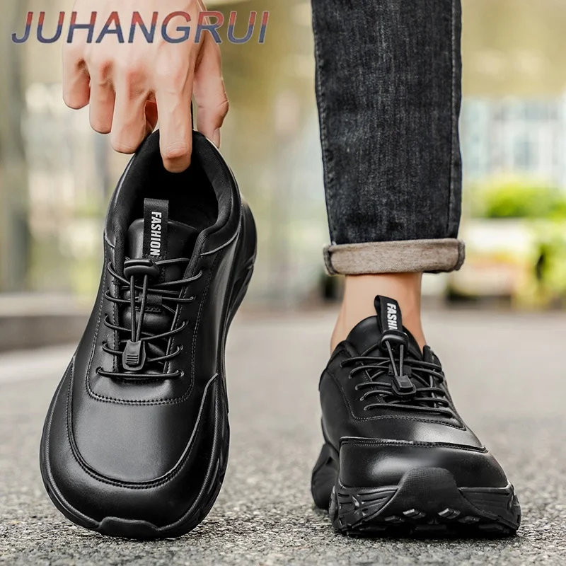 New Men's Wide Toe Casual Leather Shoes Autumn Winter Sports Shoes Breathable Leather High-quality Soles Non-slip Hiking Shoes
