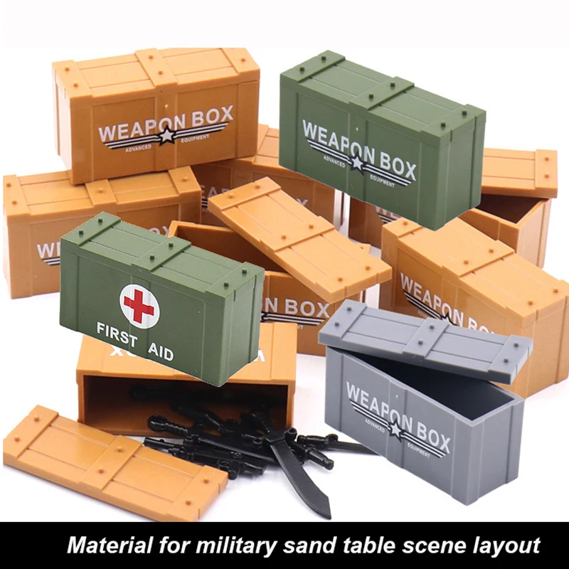 

Simulation Miniature Weapon Box Model Building Block Assembly Toy For Military Sand Table Scene Layout Diorama Kits 5Pcs/Lot