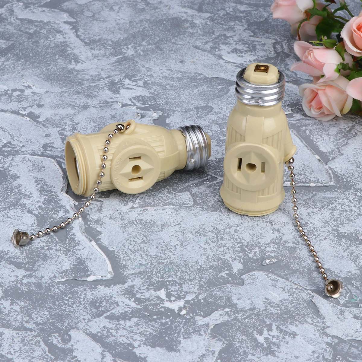 

3pcs E26 Base Adapter Light Holder 2 Outlet Socket Pull Chain Included Workshop Garage Utility Room Replacement Damaged