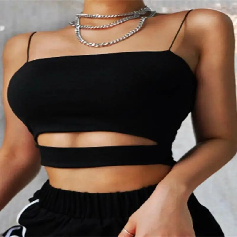 2024 New Fashion Hot Sexy Women Summer Sexy Casual Sleeveless Cut-Out Short Tee Shirt Crop Top Vest Strap Tank Top Blouse