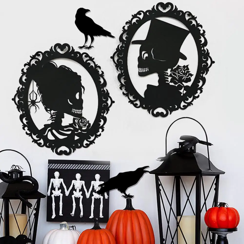 Halloween-themed Skull Decals Halloween Skull Wall Sticker Set Spooky Crow Hollow Decals for Home Decoration Removable Thick