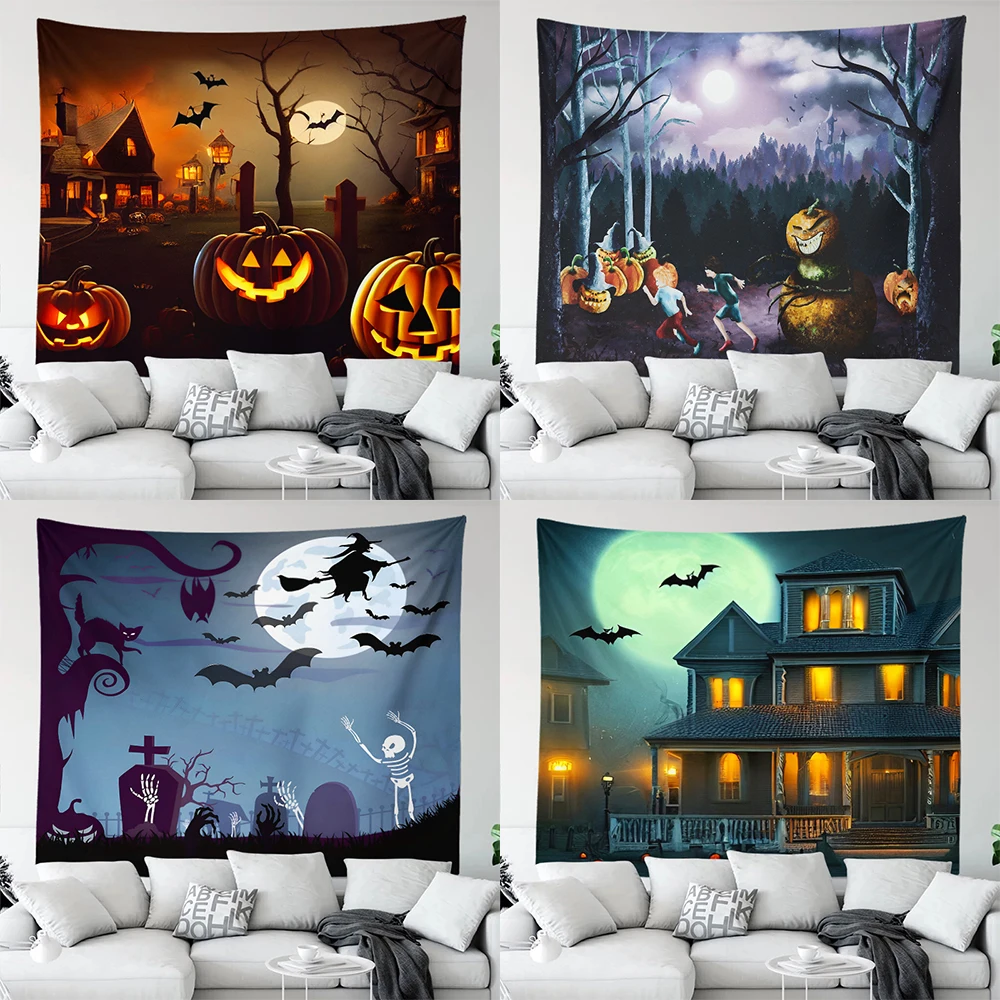 Halloween Horror Kürbis Fledermaus Druck Tapisserie nach Hause Wohnzimmer Schlafzimmer Wand dekoration Hintergrund Stoff