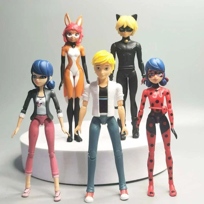 Miraculoues Ladybug Cat Noir Carapace Rena Rouge Queen Bee Polymouse Action Figures Collection Model Toys Decoration Kids Gifts 