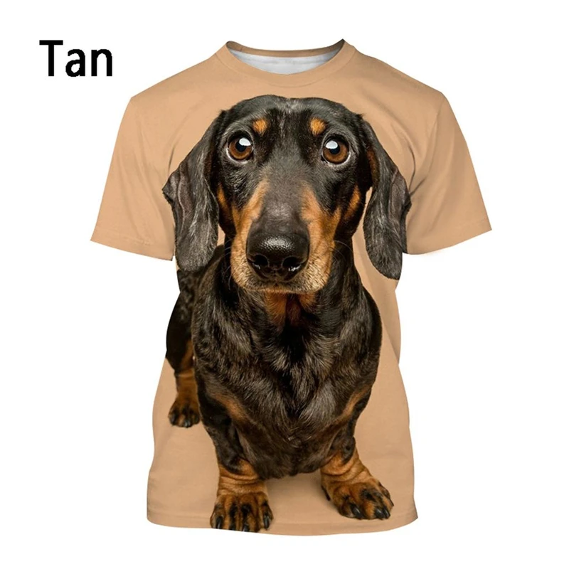 Dachshund 3D Printed T-Shirt Men Women Summer Funny Dog Graphic T Shirts Casual Harajuku Style Kids O-neck Tee Tops Y2k Clothing