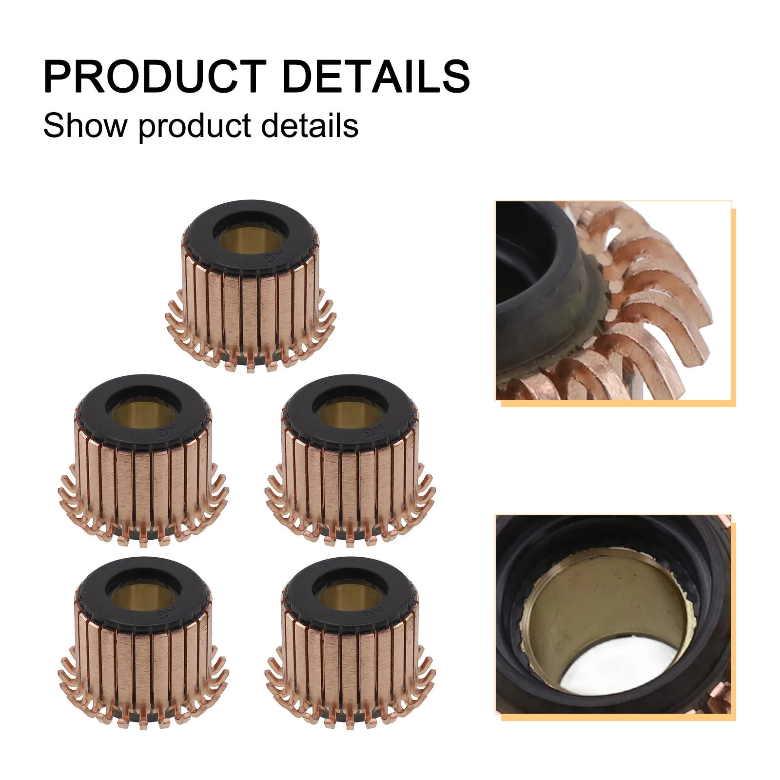 ​5PCS DHY-2185-24 Motor Commutator 22.1 X 10 X 17.5(20.8) Mm 24P Teeth Copper Hook Type Electrical Motor Commutators Tool Parts