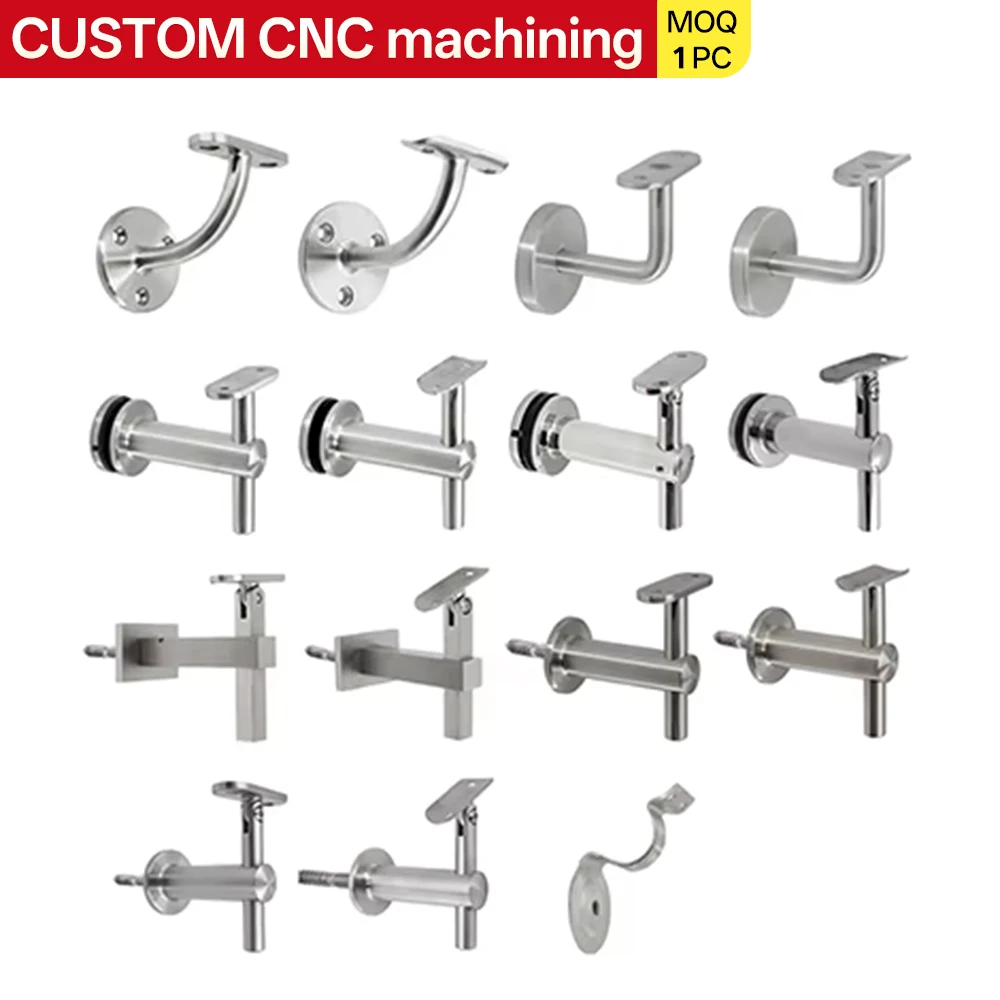 Custom CNC-milled Stainless Steel Railing Fittings for Round Tubes Staircase Glass Handrail Cylindrical Components Durable Polis