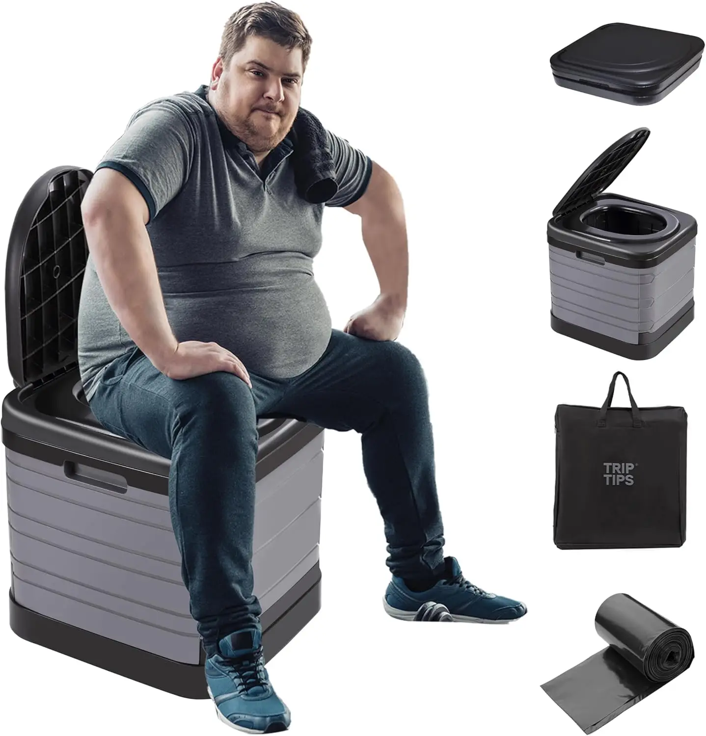 

Extra Large Folding Portable Toilet for Camping, Travel, Boat, Hiking - Adults Outdoor Convenience