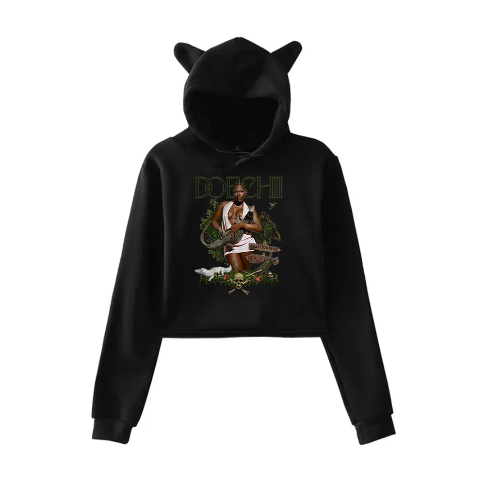 

DOECHII Merch Doechii Swamp Princes Hoodie Vintage 90s Streetwear Fashion Merch Hoodies Sweatshirts for Girls Cat Ear Crop
