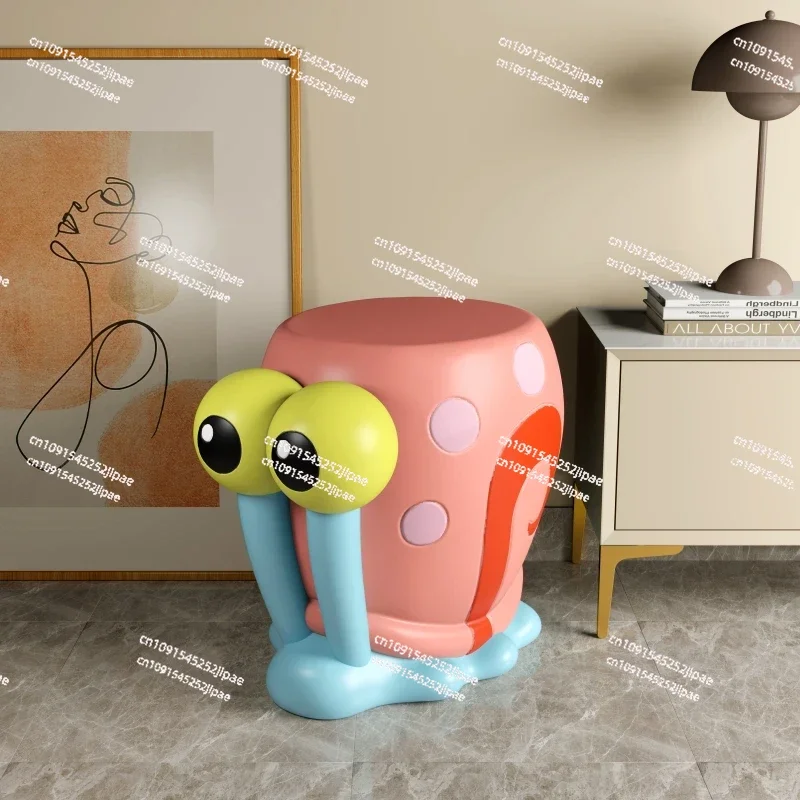 Cute Creative Lobby Sitting Low Stool  Ottoman Storage  Furniture Cartoon Little Snail Shoe Change Stool Entrance Home Children