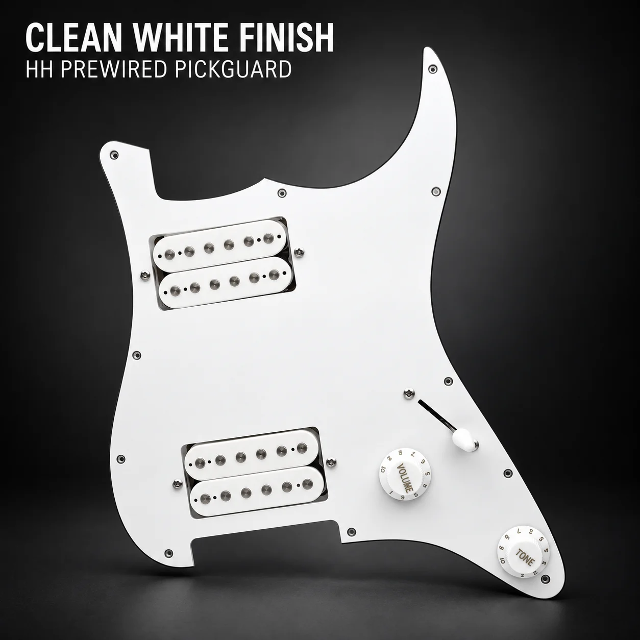 HH Prewired Pickguard Assembly for ST/SQ Style Electric Guitar Dual Humbucker 1V1T 3-Way Switch Plain White