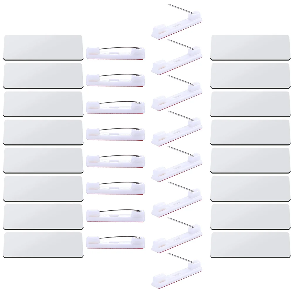 

32Pcs Blank Name Tags Set DIY Customizable Name Badges for Work School Events Pin Backing Reusable Hardboard Nameplate Clear