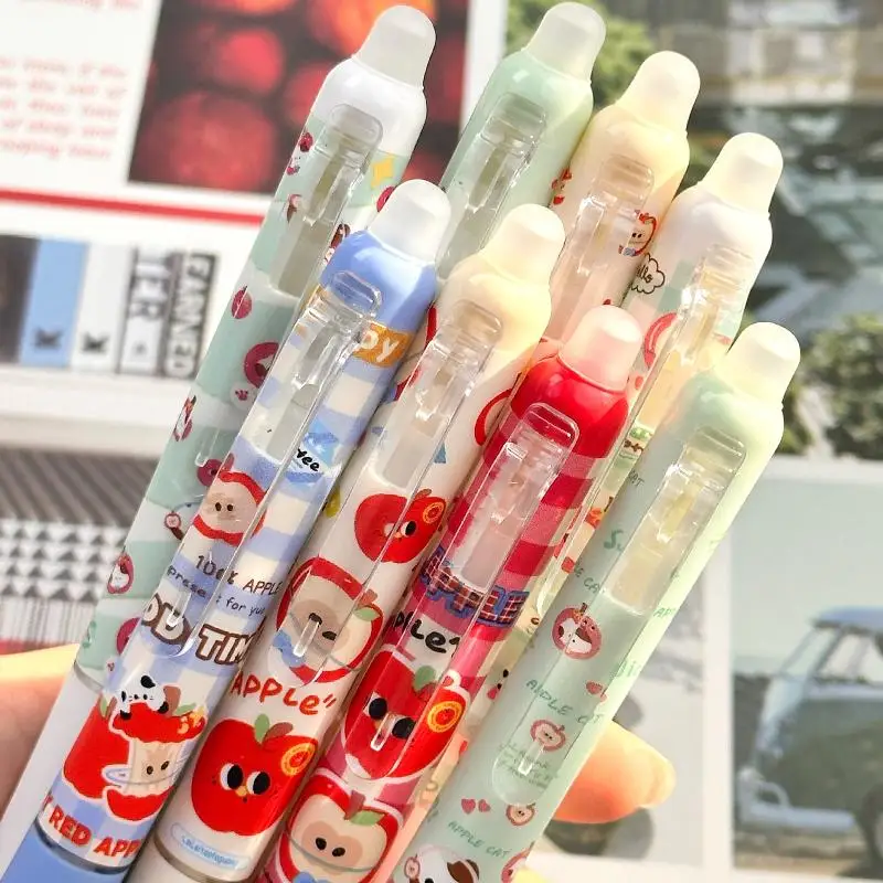 

Набор из 4 милых стираемых гелевых ручек 0,5 мм, черные и синие, быстросохнущие, для плавного письма, канцелярские товары для офиса и школы