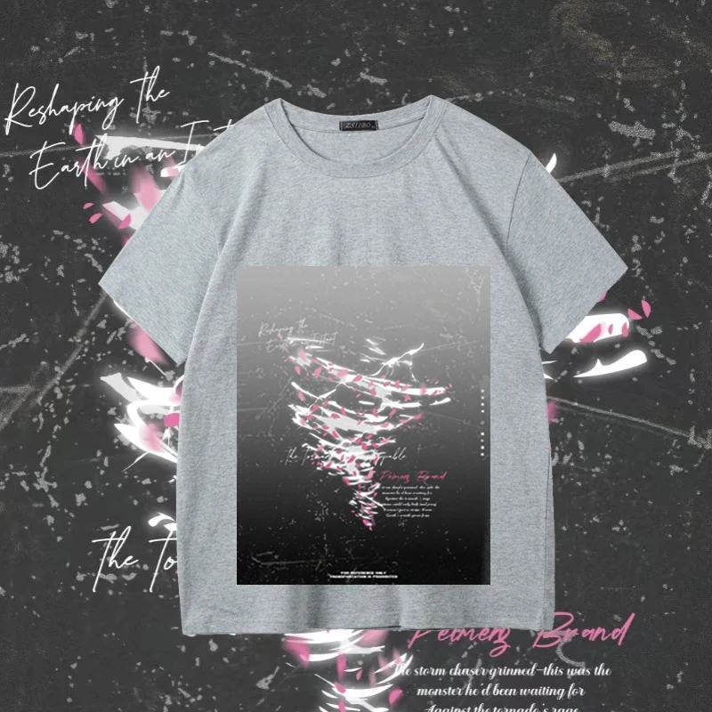 

Trendy graffiti t-shirt short sleeved personalized design multifunctional top summer round neck clothing