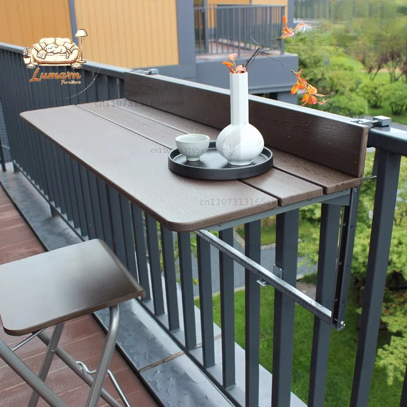 Aluminum Balcony Hanging Table Foldable Suspended Computer Desk  Spacious Home Bar Counter  Reinforced Adjustable Lift Desk
