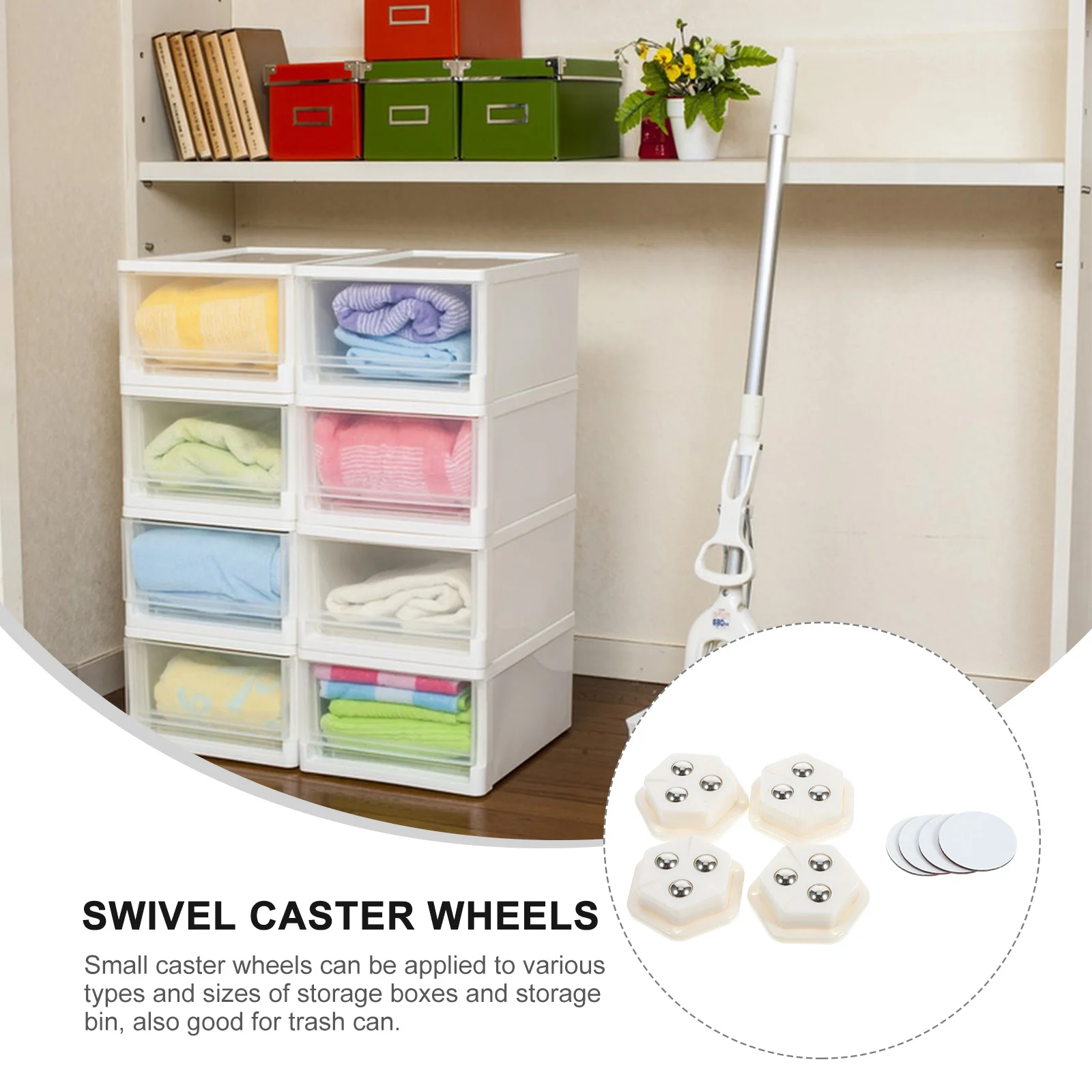 Basket Furniture Casters Rollers for Kitchen Counter Appliances Wheel Self Adhesive Wheels