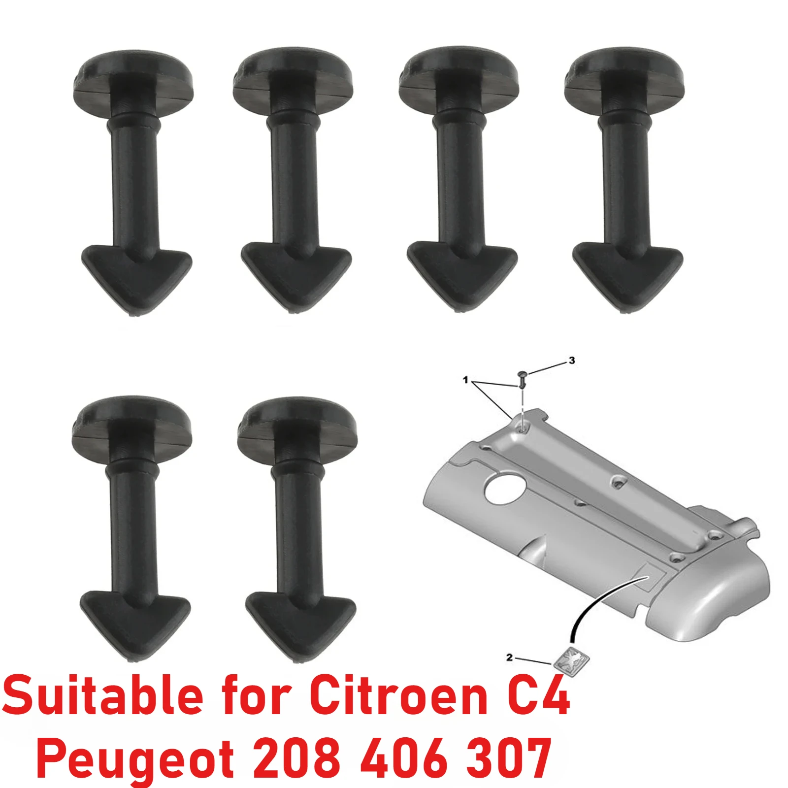 10/20Pcs Engine Trim Tray Cover Clip Screws Rivet Fastener For Citroen Picasso Xsara Peugeot 307