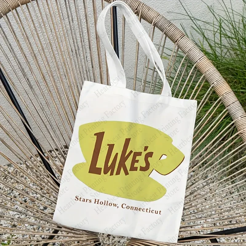 Luke's Stars Hollow CT Print Canvas Tote Bag Girls Merch Shopping Bags Best Gift for Who Love TV Drama Women Foldable Bolsas