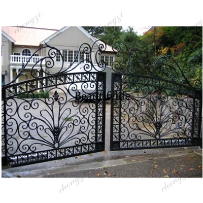 F181 Customization Hot Selling Iron Main Gate Designs Wrought Iron Gate Lock Iron Gate