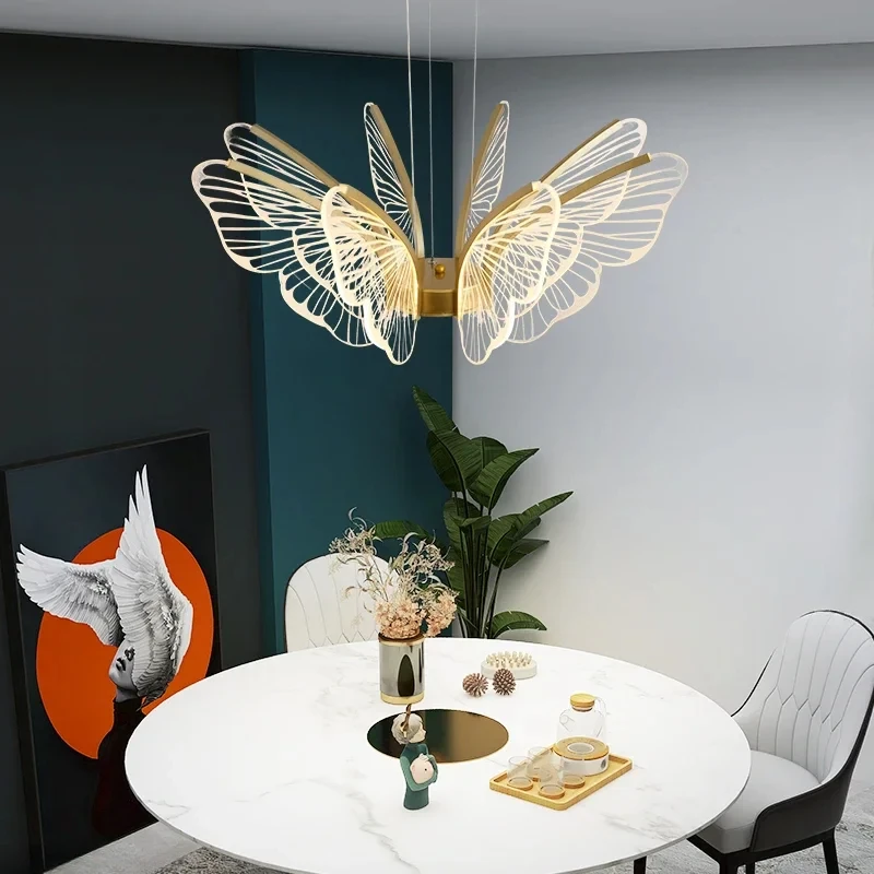 

Nordic Creative Butterfly Chandeliers Living Room Restaurant Bedroom LED Intelligent Pendant Lamp Modern Indoor Lighting Decor