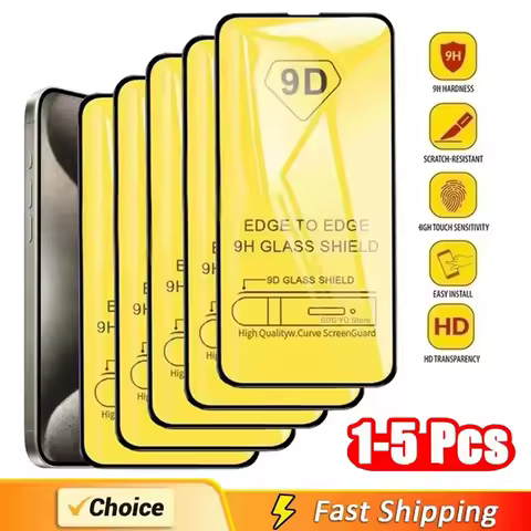 1-5PCS 9D Screen Protector For Poco X6 Pro X5 M6 Pro F5 F3 Tempered Glass Redmi Note 13 Pro Redmi Note 11 10 9 8 12 Pro 13C 12C